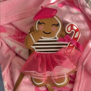 Gingerbread Man Crossbody Bag with Pink Accents